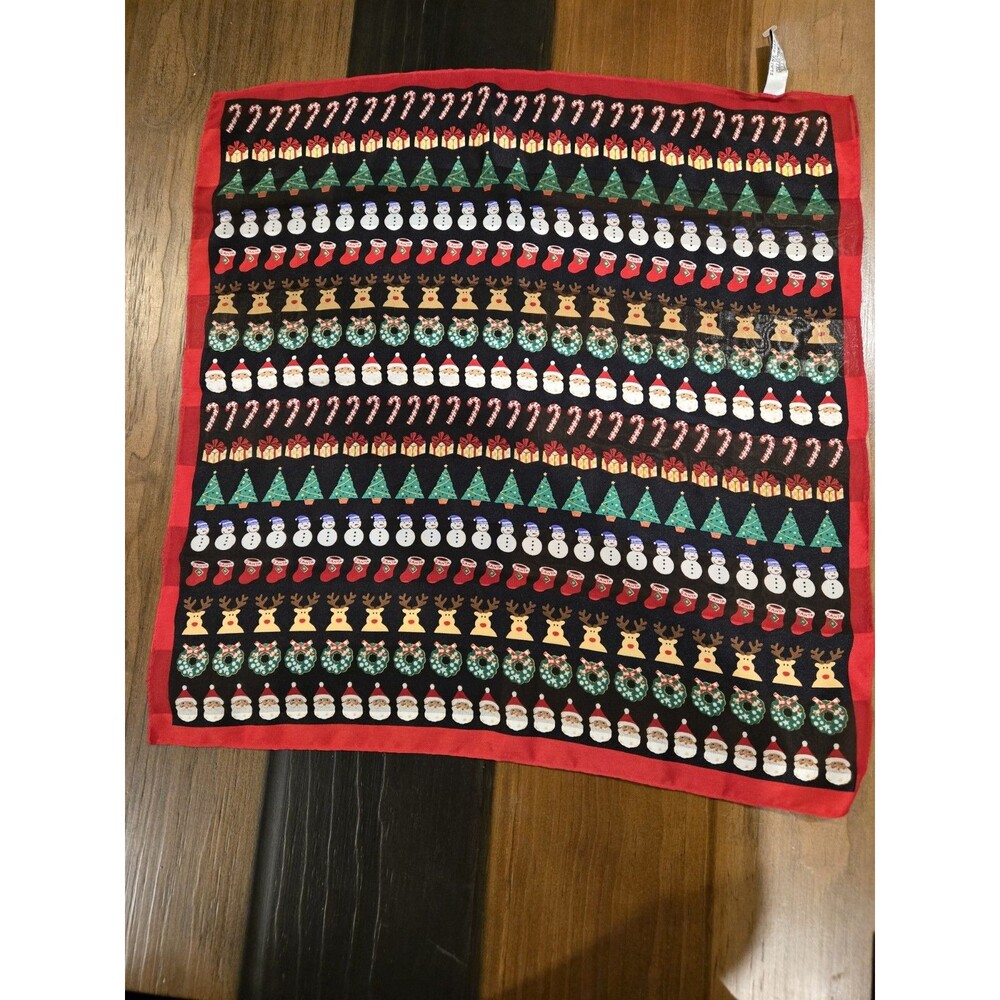 Vintage Elaine Gold Collection XIIX Silk Christmas Festive Scarf 20x20